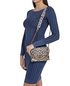 GUESS Centre Stage Crossbody Flap, Black/White Leopard